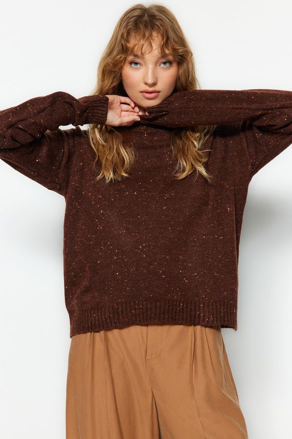 Trendyol Trendyol Brown Soft Textured Nope Knitwear Sweater