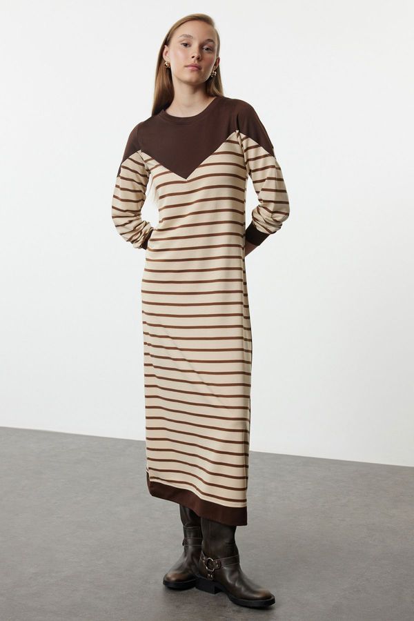 Trendyol Trendyol Brown Striped Knit Dress