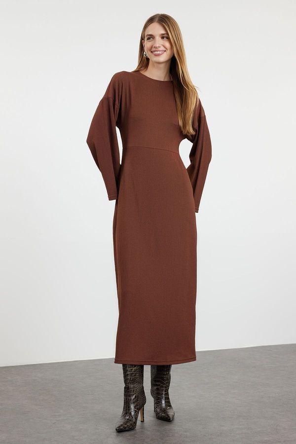 Trendyol Trendyol Brown Unlined Plain Knitted Wrap Hijab Dress