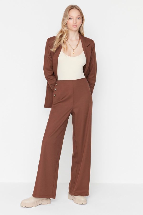 Trendyol Trendyol Brown Woven Button Detailed Trousers