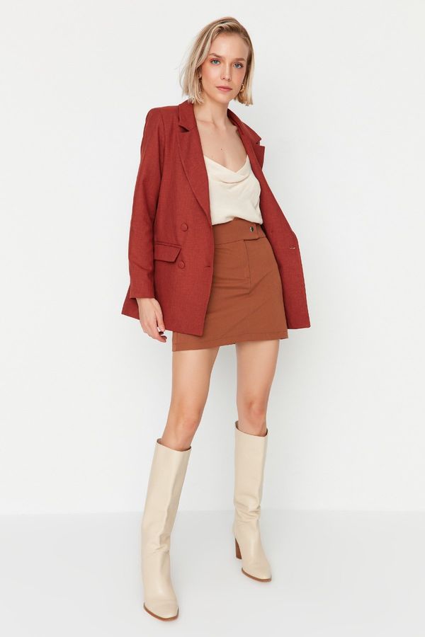 Trendyol Trendyol Brown Woven Button Mini Skirt