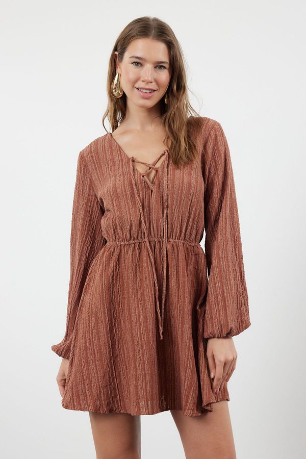 Trendyol Trendyol Brown*St Plain Regular Mini Knitted Dress