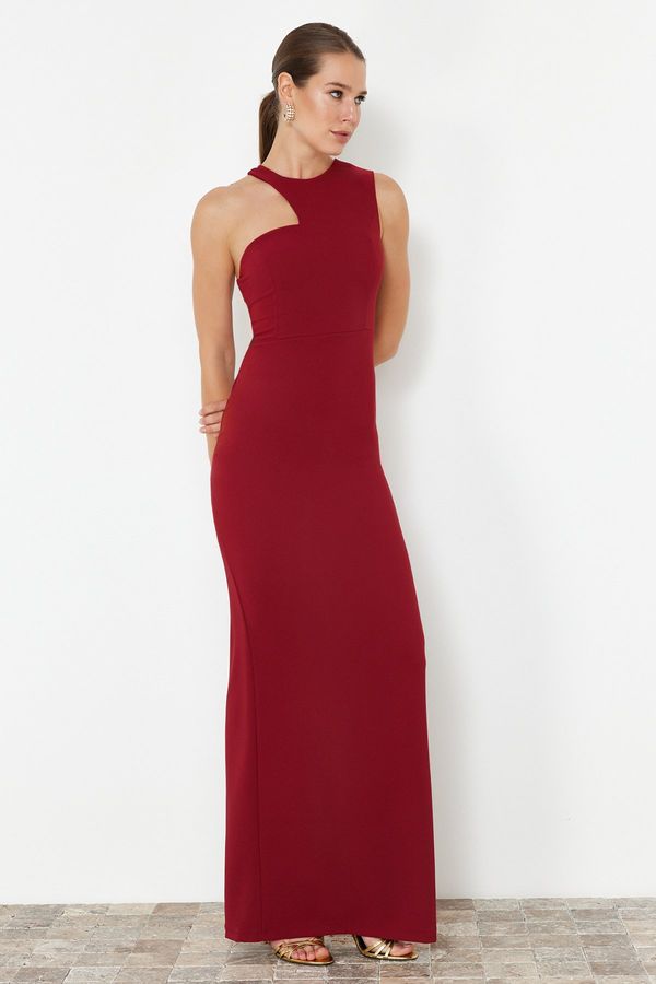 Trendyol Trendyol Burgundy Body Fitted Woven Long Evening Dress