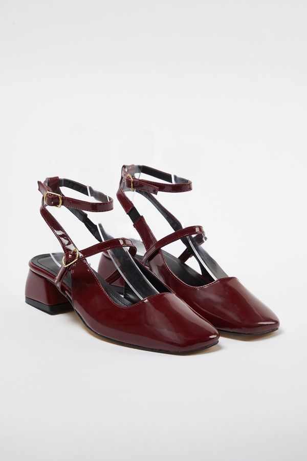 Trendyol Trendyol Burgundy Mary Jane Ankle Strap Square Toe Women's Heeled Shoes
