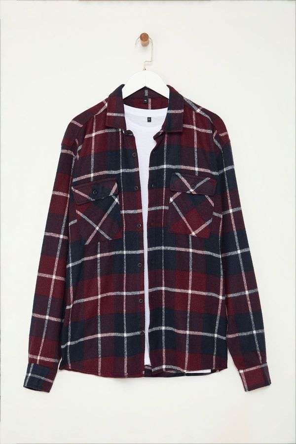 Trendyol Trendyol Burgundy Plaid Lumberjack Winter Plus Size Shirt