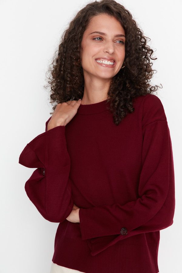 Trendyol Trendyol Burgundy Sleeve Detailed Knitwear Sweater