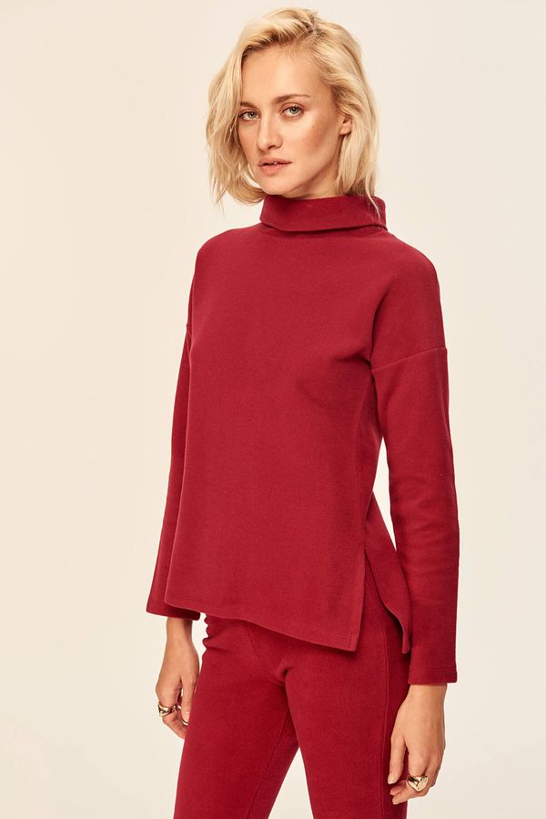 Trendyol Trendyol Burgundy Slit-Neck Sweaters Knitted Blouse