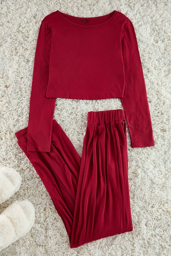 Trendyol Trendyol Burgundy Viscose Knitted Pajama Set