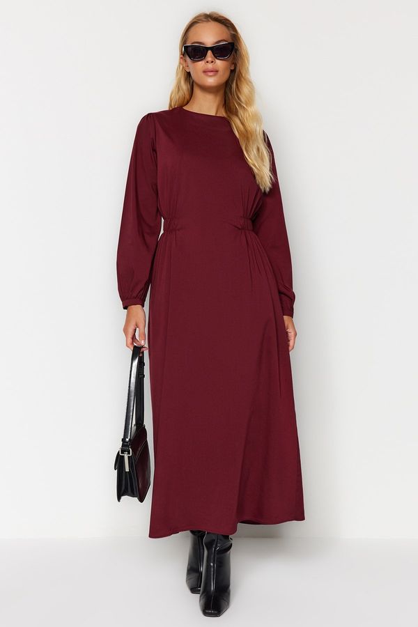 Trendyol Trendyol Burgundy Waist Detailed Woven Dress