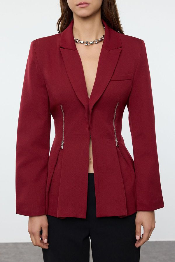 Trendyol Trendyol Burgundy Zipper Detailed Woven Blazer Jacket