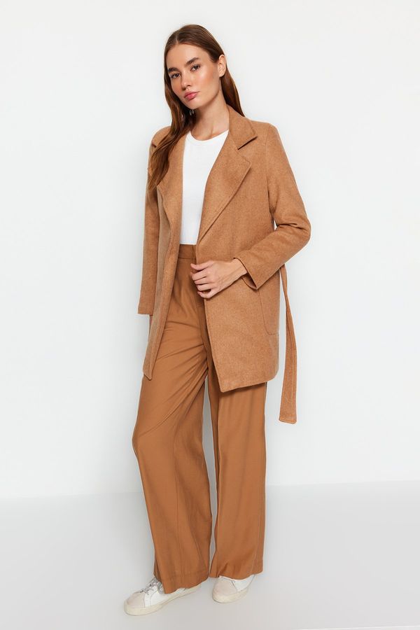 Trendyol Trendyol Camel Belted Woolen Cachet Coat