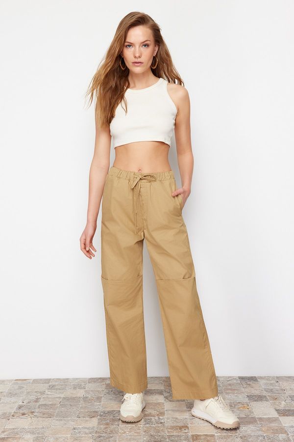 Trendyol Trendyol Camel Elastic Waist Parachute High Waist Jeans