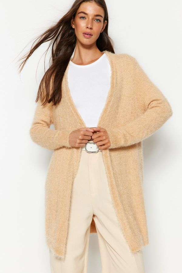 Trendyol Trendyol Camel Feather Knitwear Cardigan