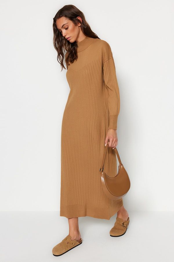 Trendyol Trendyol Camel High Neck Knitwear Dress