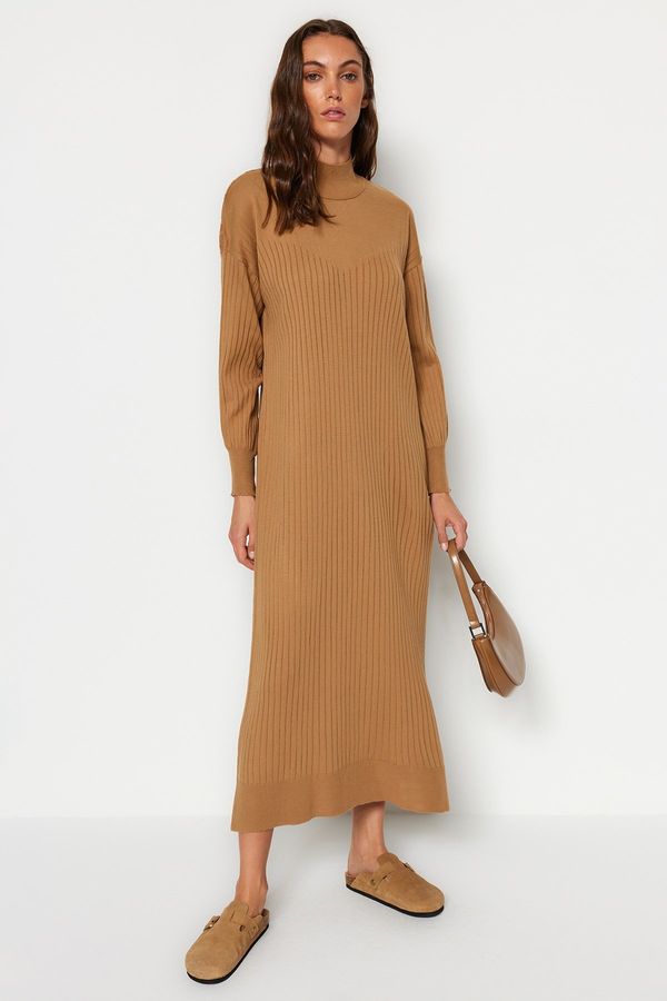 Trendyol Trendyol Camel High Neck Knitwear Dress