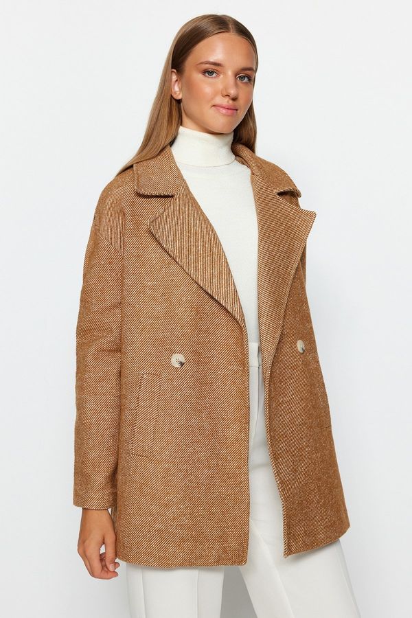 Trendyol Trendyol Camel Oversize Wide Cut Stamped Coat