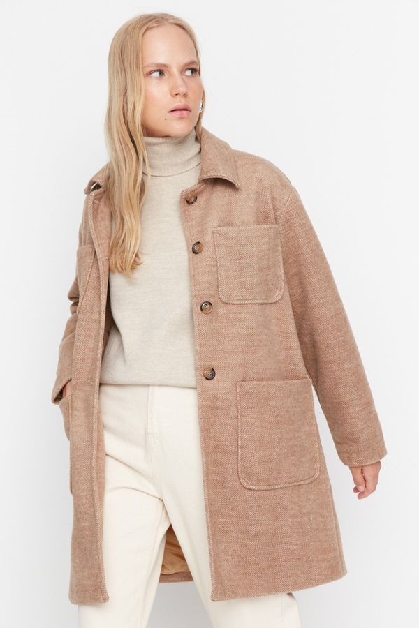 Trendyol Trendyol Camel Pocket Detailed Woolen Cachet Coat