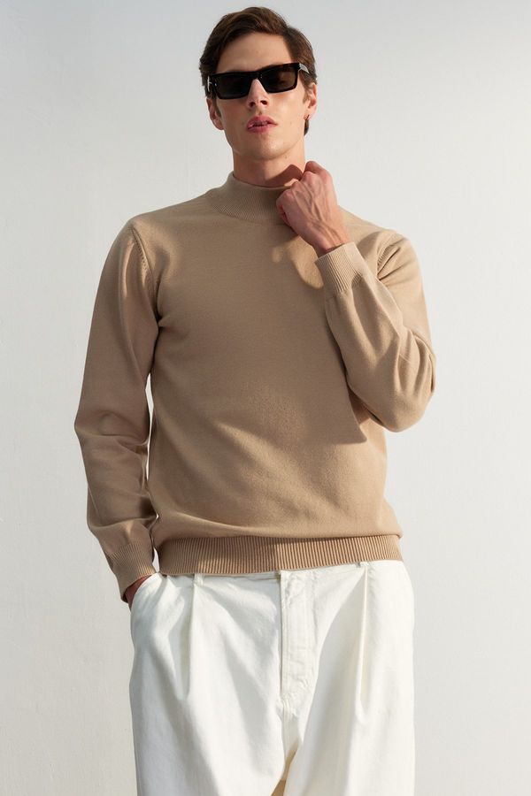 Trendyol Trendyol Camel Regular Fit Half Turtleneck Soft Limited Edition Basic Knitwear Sweater