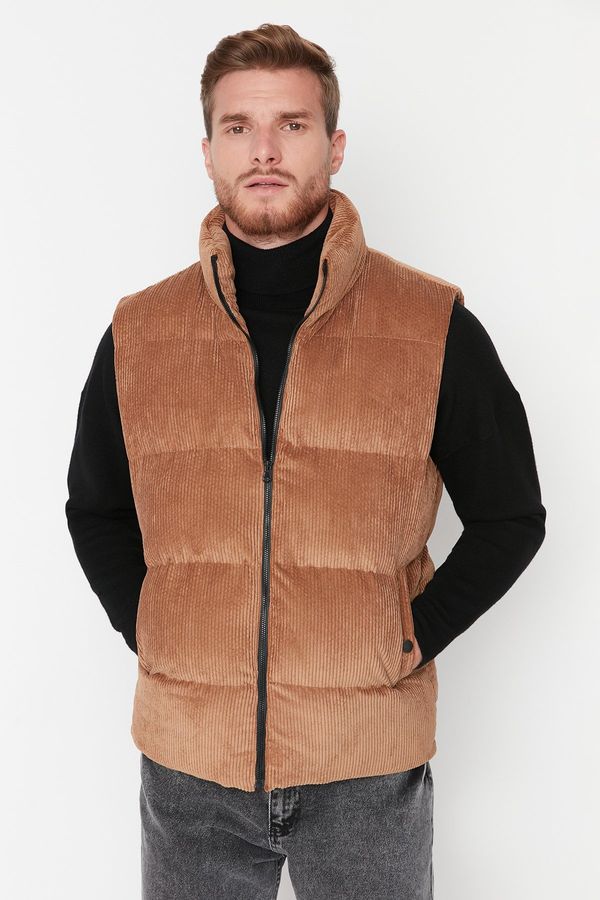 Trendyol Trendyol Camel Regular Fit Velvet Vest