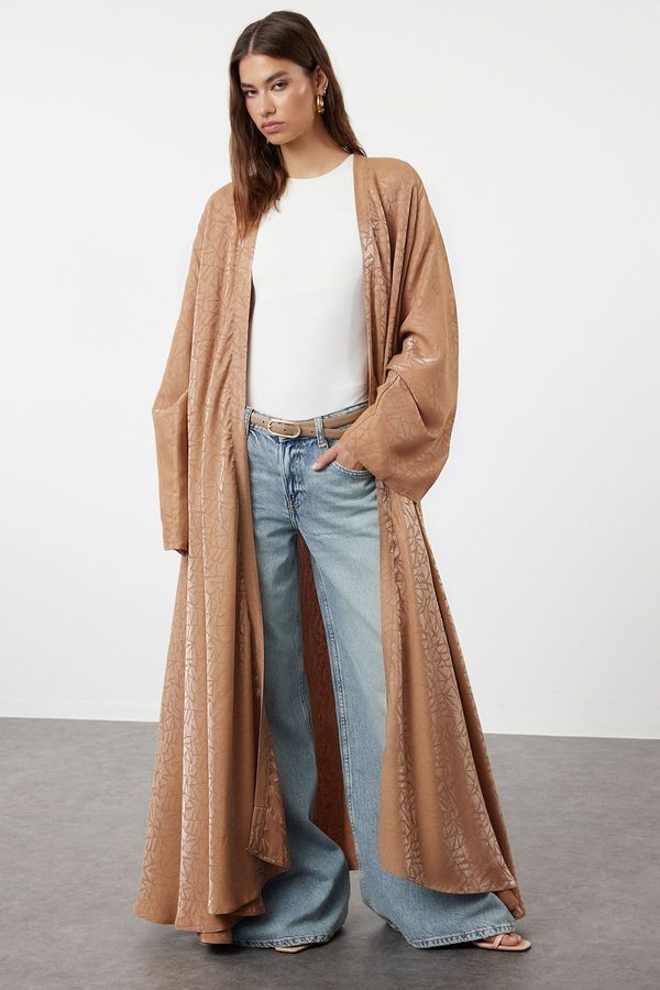 Trendyol Trendyol Camel Self Patterned Woven Cape & Abaya & Abaya