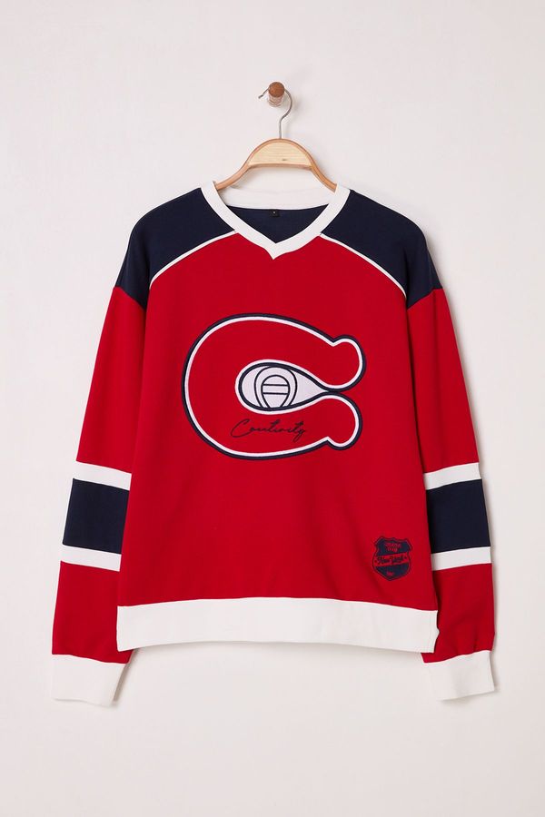 Trendyol Trendyol Claret College Oversize/Wide Cut Sweatshirt