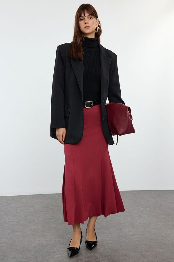 Trendyol Trendyol Claret Red Fish Shape Midi Skirt