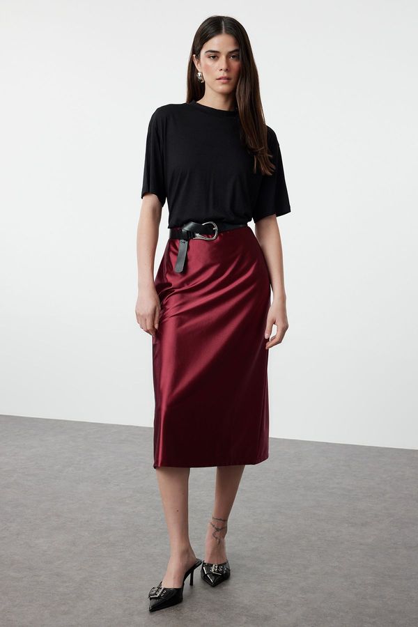 Trendyol Trendyol Claret Red Premium Satin A-Line/A-Line Skirt