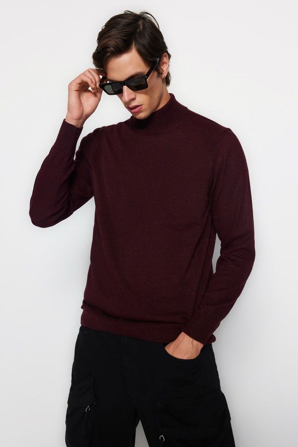 Trendyol Trendyol Claret Red Slim Fit Wool Half Turtleneck Basic Knitwear Sweater