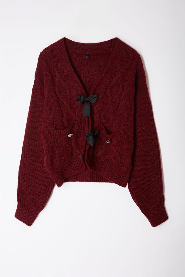 Trendyol Trendyol Claret Red Soft Textured Hair Knitted Knitwear Sweater