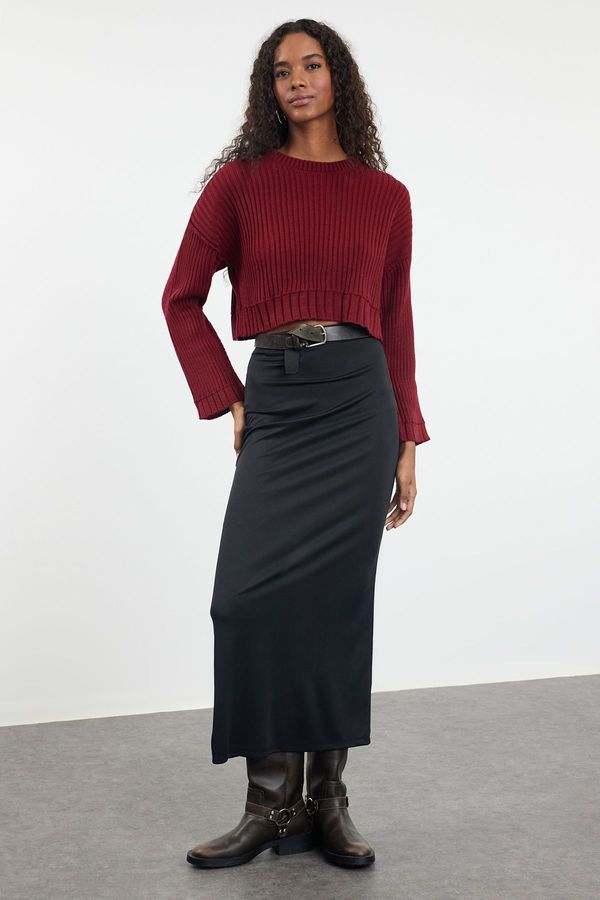 Trendyol Trendyol Claret Red Super Crop Knitwear Sweater