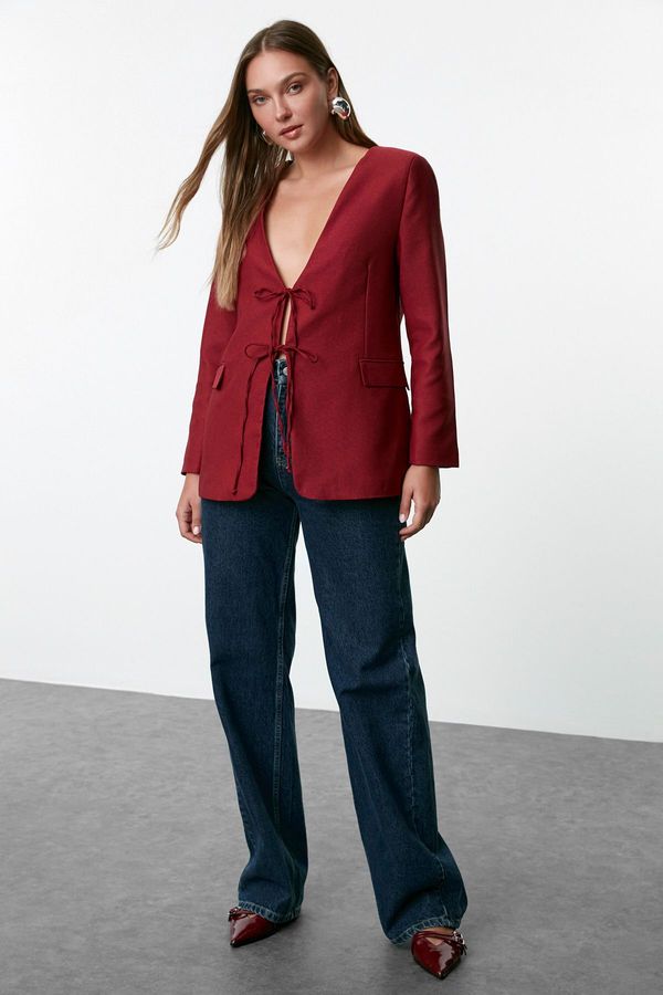 Trendyol Trendyol Claret Red Woven Blazer Jacket