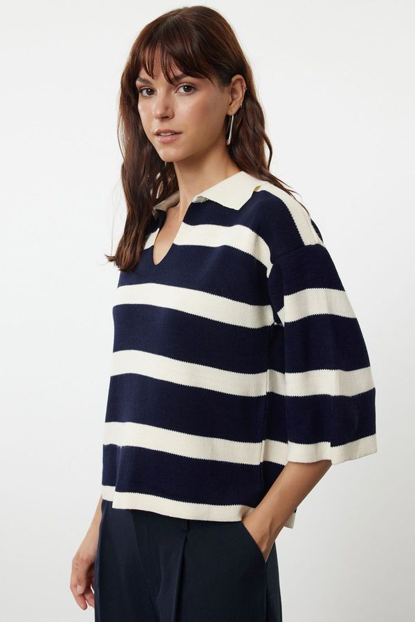 Trendyol Trendyol Cream Basic Striped Knit Sweater