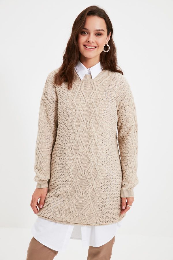 Trendyol Trendyol Cream Openwork Knitwear Sweater