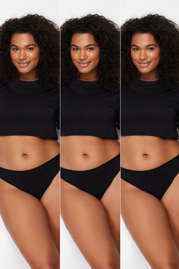 Trendyol Trendyol Curve 3-Pack Black Plus Size Briefs