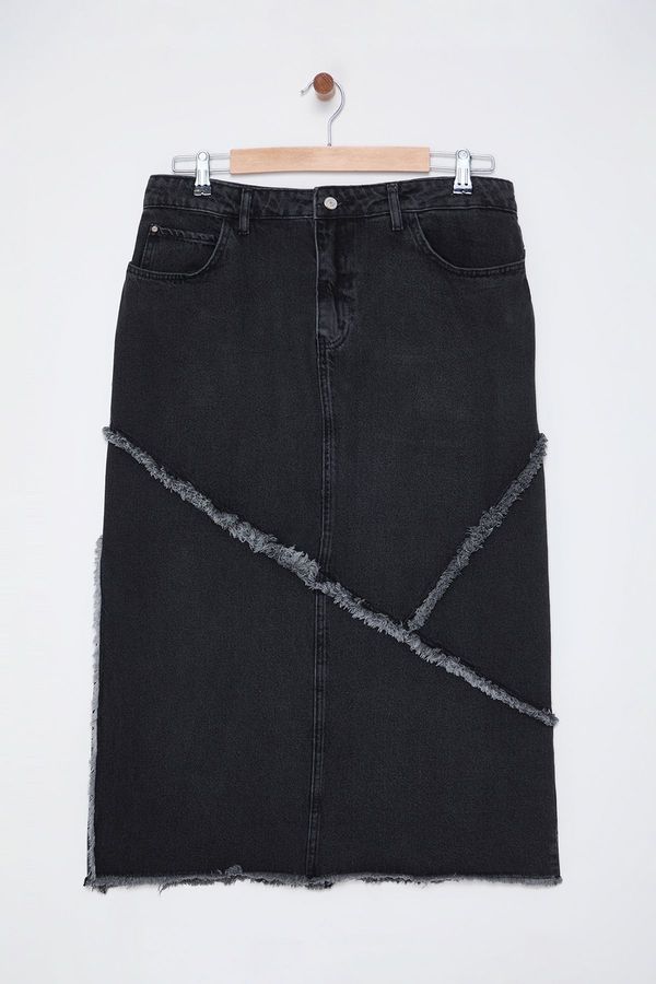 Trendyol Trendyol Curve Anthracite Denim Plus Size Skirt