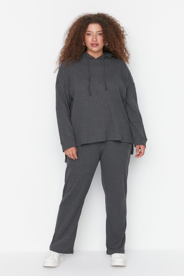 Trendyol Trendyol Curve Anthracite Knitted Top-Upper Set