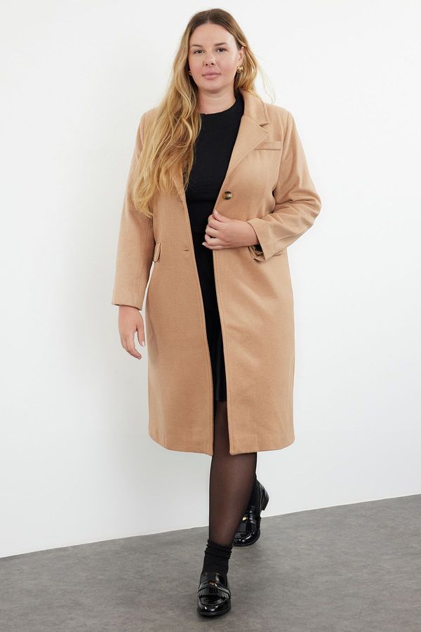 Trendyol Trendyol Curve Beige Regular Fit Thick Cashmere Coat