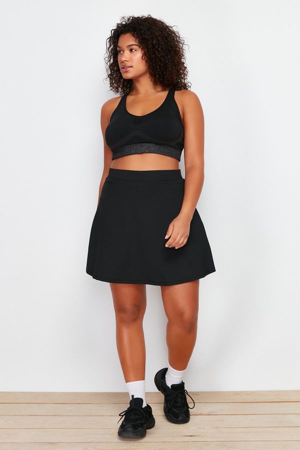 Trendyol Trendyol Curve Black 2 Layer Knitted Sports Shorts Skirt