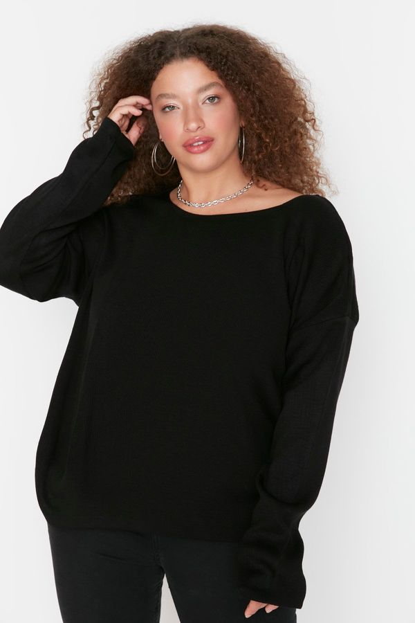 Trendyol Trendyol Curve Black Back Cross Band Detail Knitwear Sweater