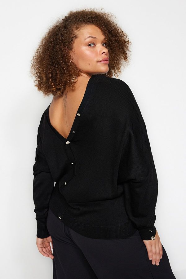 Trendyol Trendyol Curve Black Back Detailed Knitwear Sweater