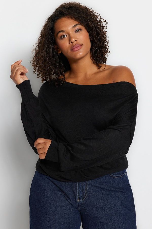 Trendyol Trendyol Curve Black Boat Neck Knitwear Sweater