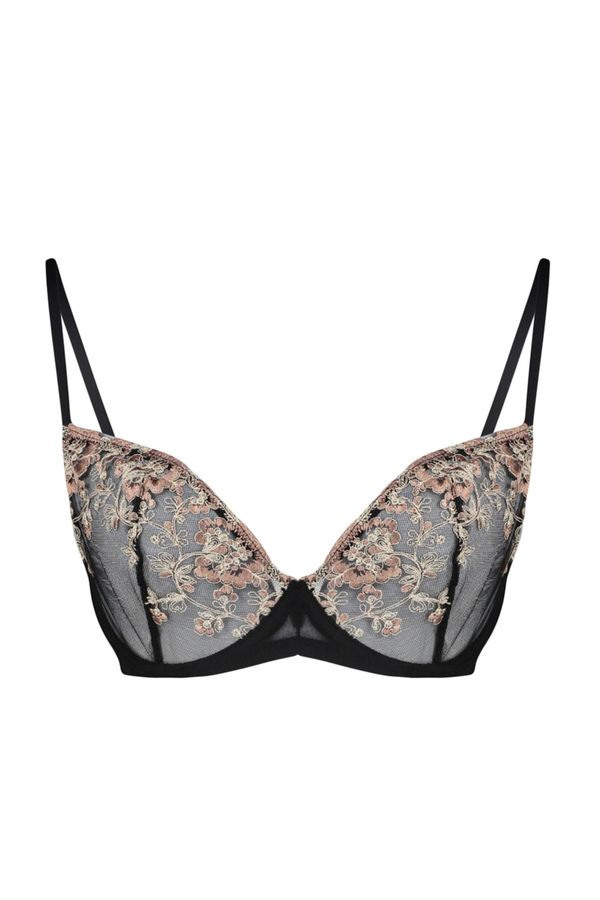 Trendyol Trendyol Curve Black Brode Balconette Lace Bra