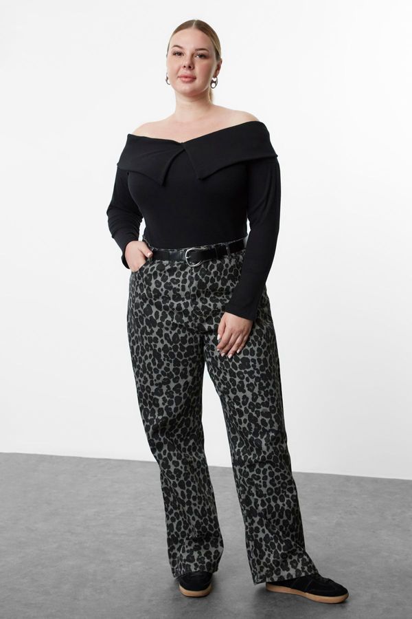 Trendyol Trendyol Curve Black Camisole Knitted Plus Size Blouse