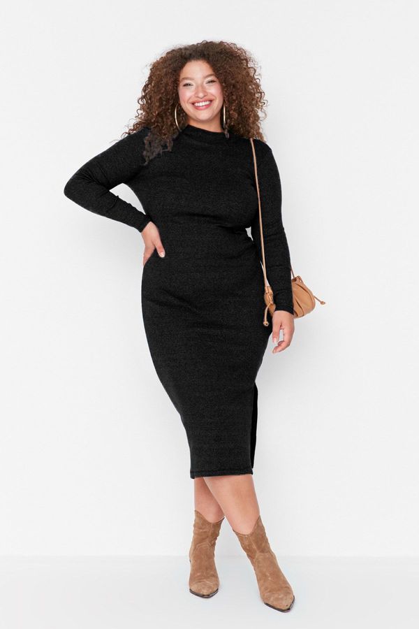 Trendyol Trendyol Curve Black Camisole Knitted Plus Size Dress