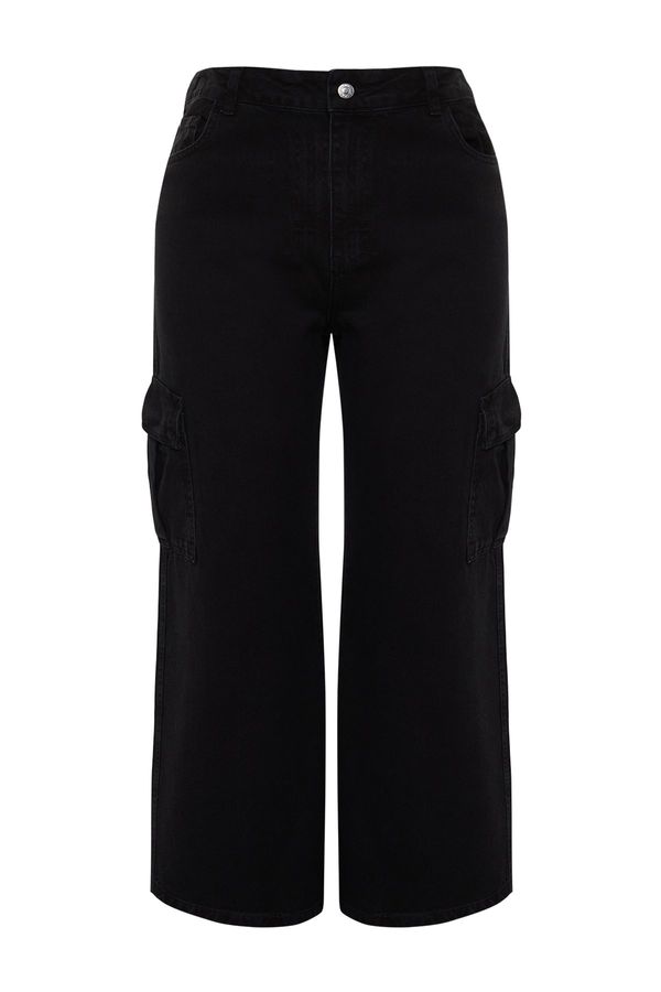 Trendyol Trendyol Curve Black Cargo Pocket High Waist Wide Cut Jeans