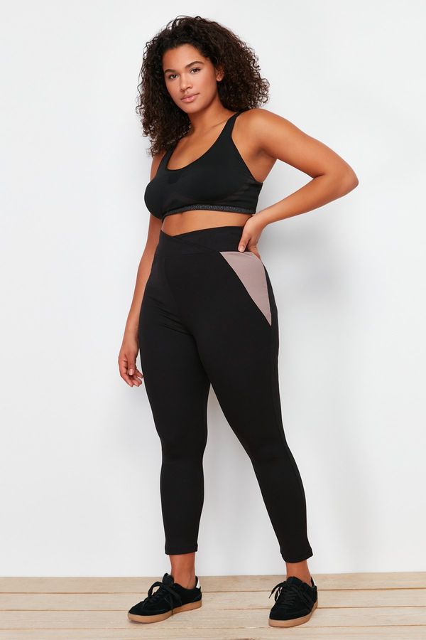 Trendyol Trendyol Curve Black Color Blocked Corded Knitted Sports Tights