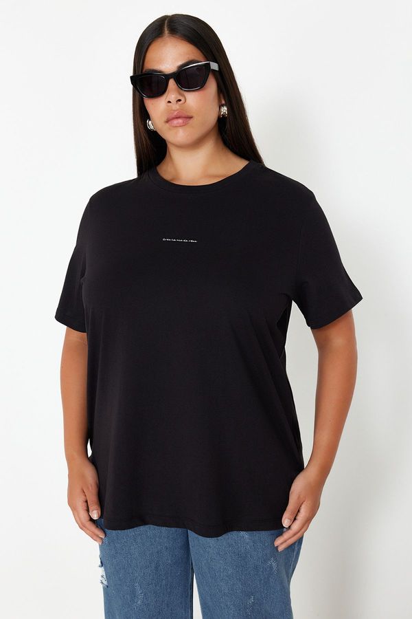 Trendyol Trendyol Curve Black Crew Neck Knitted T-Shirt