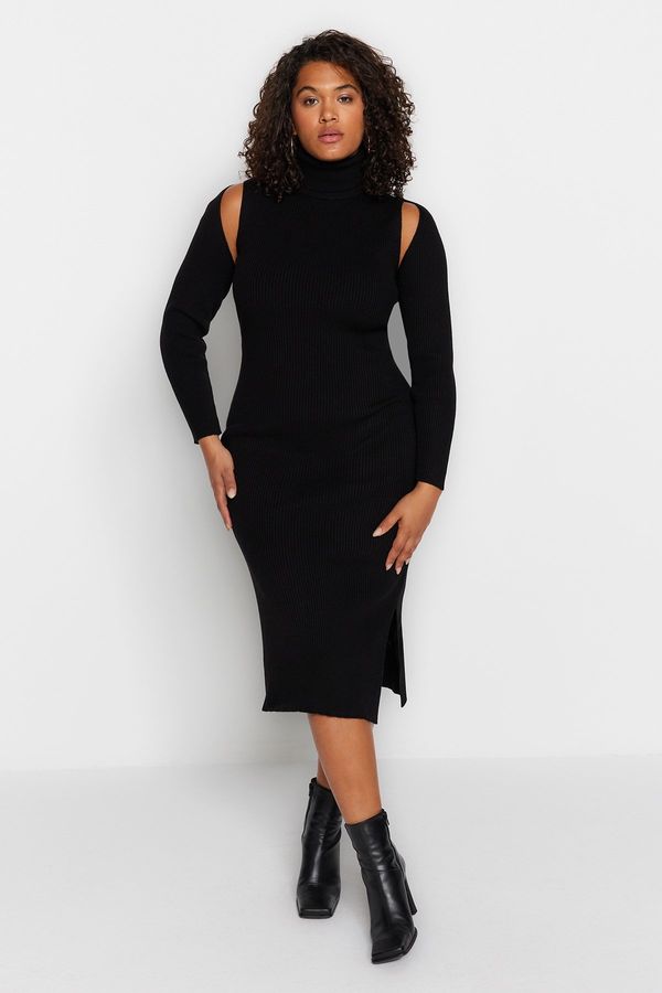 Trendyol Trendyol Curve Black Cut Out Detailed Knitwear Dress