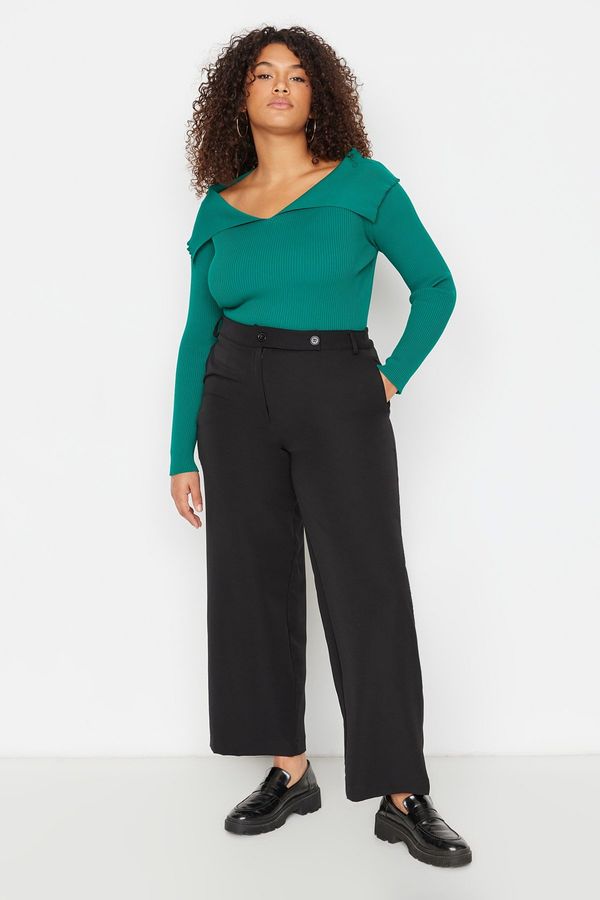 Trendyol Trendyol Curve Black Double Buttoned Woven Trousers