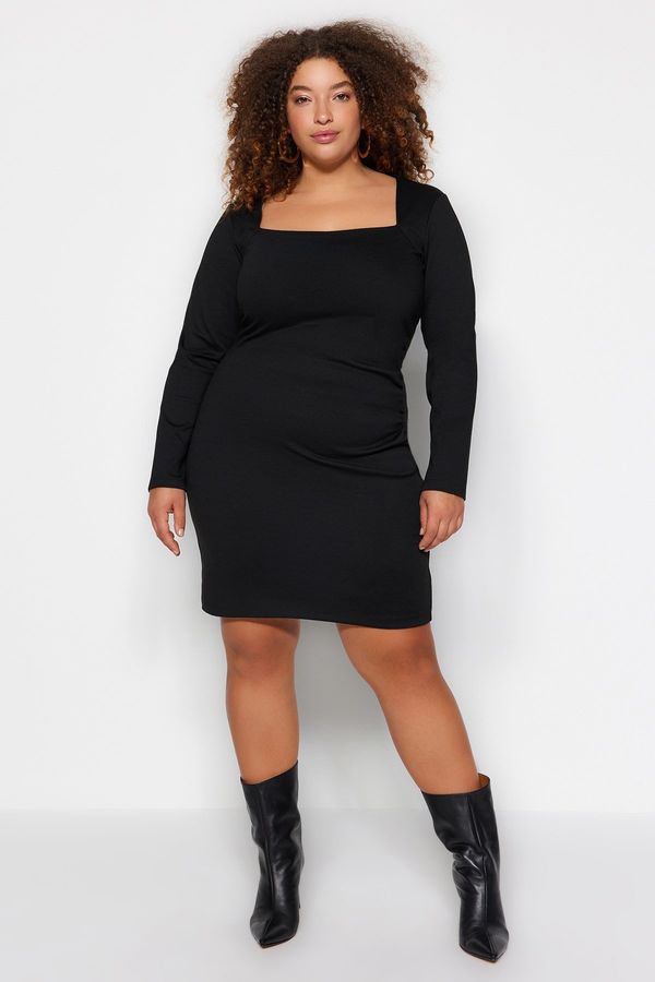 Trendyol Trendyol Curve Black Fitted Mini Knitted Dress